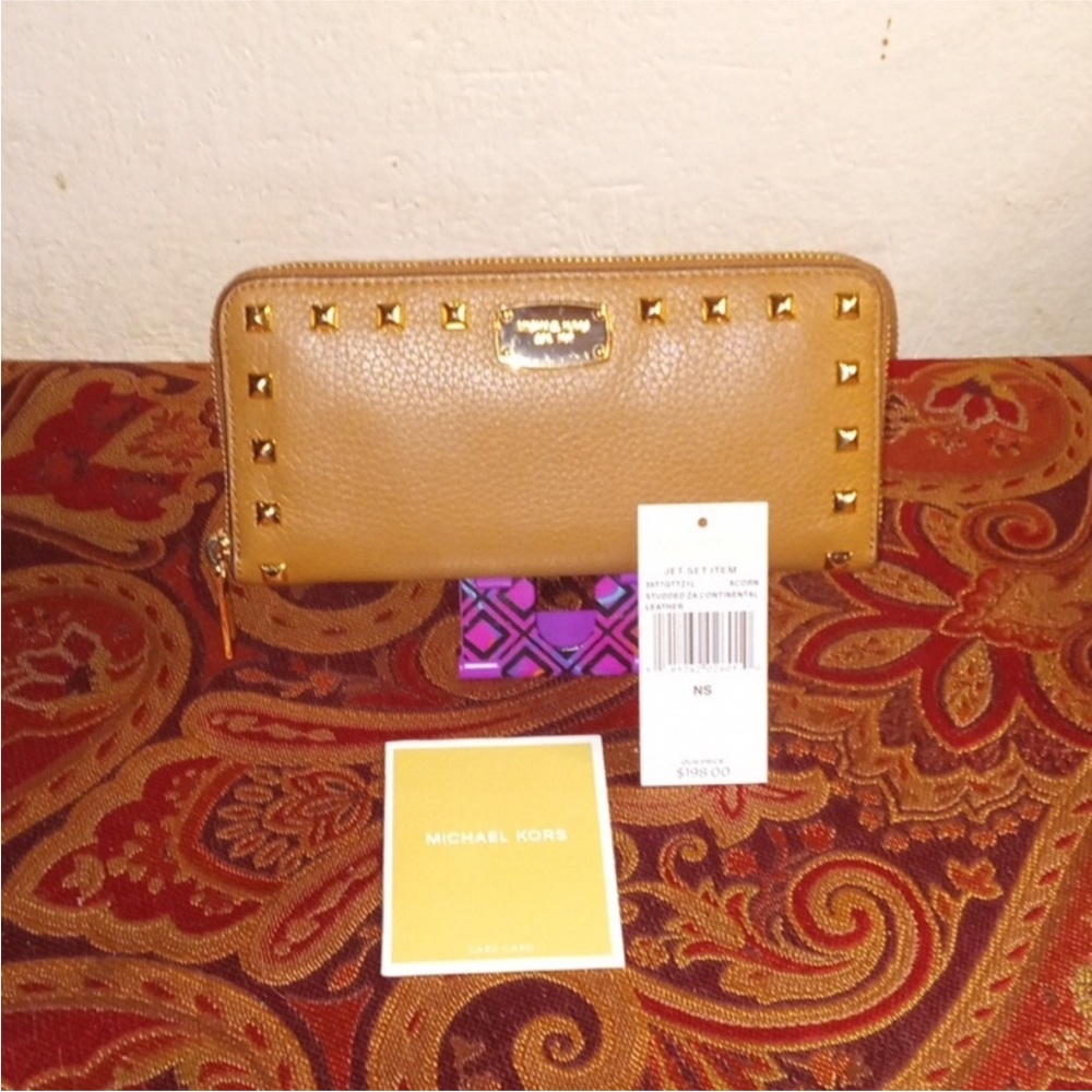 Micheal Kors Studded Continental Leather Wallet